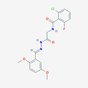 (E)-2-chloro-N-(2-(2-(2,5-dimethoxybenzylidene)hydrazinyl)-2-oxoethyl)-6-fluorobenzamide