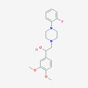 molecular formula C20H25FN2O3 B2475196 1-(3,4-Dimethoxyphenyl)-2-[4-(2-fluorophenyl)piperazino]-1-ethanol CAS No. 1251708-00-5