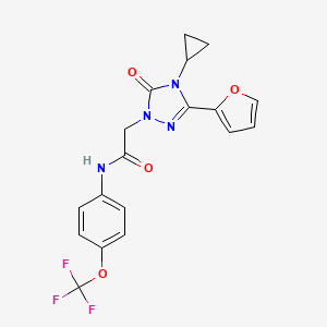 molecular formula C18H15F3N4O4 B2475206 2-(4-环丙基-3-(呋喃-2-基)-5-氧代-4,5-二氢-1H-1,2,4-三唑-1-基)-N-(4-(三氟甲氧基)苯基)乙酰胺 CAS No. 1797174-80-1