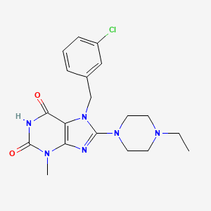 molecular formula C19H23ClN6O2 B2475218 7-(3-氯苄基)-8-(4-乙基哌嗪-1-基)-3-甲基-1H-嘌呤-2,6(3H,7H)-二酮 CAS No. 878431-56-2