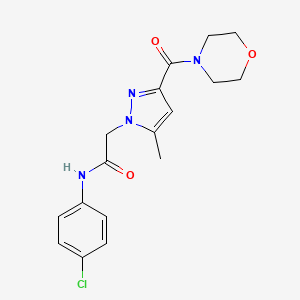 molecular formula C17H19ClN4O3 B2475224 N-(4-chlorophenyl)-2-(5-methyl-3-(morpholine-4-carbonyl)-1H-pyrazol-1-yl)acetamide CAS No. 1172541-55-7
