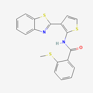 molecular formula C19H14N2OS3 B2475231 N-(3-(苯并[d]噻唑-2-基)噻吩-2-基)-2-(甲硫基)苯甲酰胺 CAS No. 923465-59-2