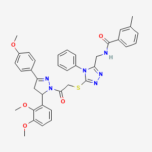 molecular formula C37H36N6O5S B2475233 N-[[5-[2-[3-(2,3-二甲氧苯基)-5-(4-甲氧苯基)-3,4-二氢吡唑-2-基]-2-氧代乙基]硫代-4-苯基-1,2,4-三唑-3-基]甲基]-3-甲基苯甲酰胺 CAS No. 362502-33-8