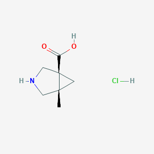 molecular formula C7H12ClNO2 B2475234 (1S,5S)-5-Methyl-3-azabicyclo[3.1.0]hexane-1-carboxylic acid;hydrochloride CAS No. 2402789-72-2