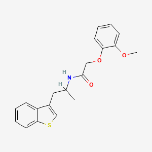 molecular formula C20H21NO3S B2475236 N-(1-(苯并[b]噻吩-3-基)丙-2-基)-2-(2-甲氧基苯氧基)乙酰胺 CAS No. 2034317-00-3