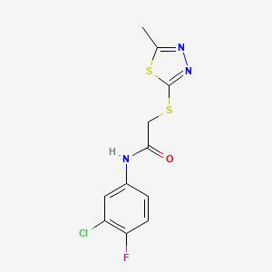 molecular formula C11H9ClFN3OS2 B2475240 N-(3-Chloro-4-fluorophenyl)-2-[(5-methyl-1,3,4-thiadiazol-2-yl)sulfanyl]acetamide CAS No. 329079-08-5