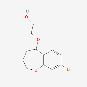 molecular formula C12H15BrO3 B2475246 2-[(8-Bromo-2,3,4,5-tetrahydro-1-benzoxepin-5-yl)oxy]ethan-1-ol CAS No. 2091203-48-2
