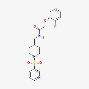 molecular formula C19H22FN3O4S B2475254 2-(2-fluorophenoxy)-N-((1-(pyridin-3-ylsulfonyl)piperidin-4-yl)methyl)acetamide CAS No. 1428374-06-4