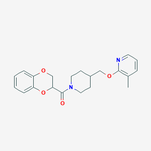 molecular formula C21H24N2O4 B2475255 2-{[1-(2,3-二氢-1,4-苯二氧杂环-2-羰基)哌啶-4-基]甲氧基}-3-甲基吡啶 CAS No. 2200932-55-2