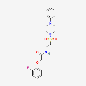 molecular formula C20H24FN3O4S B2475258 2-(2-fluorophenoxy)-N-[2-(4-phenylpiperazin-1-yl)sulfonylethyl]acetamide CAS No. 897621-61-3