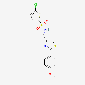 molecular formula C15H13ClN2O3S3 B2475261 5-chloro-N-((2-(4-methoxyphenyl)thiazol-4-yl)methyl)thiophene-2-sulfonamide CAS No. 863511-40-4