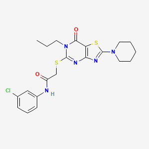 molecular formula C21H24ClN5O2S2 B2475263 N~1~-(3-chlorophenyl)-2-[(7-oxo-2-piperidino-6-propyl-6,7-dihydro[1,3]thiazolo[4,5-d]pyrimidin-5-yl)sulfanyl]acetamide CAS No. 1206992-51-9