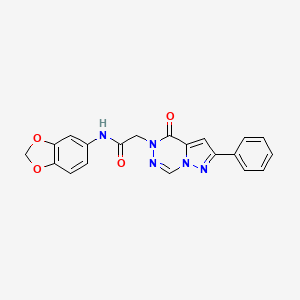 molecular formula C20H15N5O4 B2475268 N-(1,3-苯并二氧杂环-5-基)-2-(4-氧代-2-苯基吡唑并[1,5-d][1,2,4]三嗪-5(4H)-基)乙酰胺 CAS No. 1020968-68-6