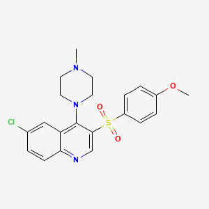 molecular formula C21H22ClN3O3S B2475278 6-Chloro-3-((4-methoxyphenyl)sulfonyl)-4-(4-methylpiperazin-1-yl)quinoline CAS No. 867040-40-2