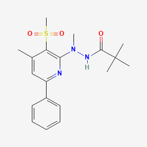 molecular formula C19H25N3O3S B2475282 N',2,2-trimethyl-N'-[4-methyl-3-(methylsulfonyl)-6-phenyl-2-pyridinyl]propanohydrazide CAS No. 320423-03-8