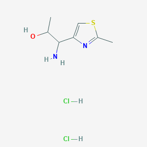 molecular formula C7H14Cl2N2OS B2475288 1-Amino-1-(2-methyl-1,3-thiazol-4-yl)propan-2-ol dihydrochloride CAS No. 1909319-96-5