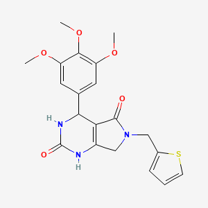 molecular formula C20H21N3O5S B2475304 6-(thiophen-2-ylmethyl)-4-(3,4,5-trimethoxyphenyl)-3,4,6,7-tetrahydro-1H-pyrrolo[3,4-d]pyrimidine-2,5-dione CAS No. 1021093-83-3