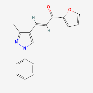 molecular formula C17H14N2O2 B2475308 (E)-1-(furan-2-yl)-3-(3-methyl-1-phenyl-1H-pyrazol-4-yl)prop-2-en-1-one CAS No. 1173513-05-7
