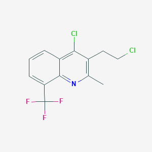 molecular formula C13H10Cl2F3N B2475316 4-Chloro-3-(2-chloroethyl)-2-methyl-8-(trifluoromethyl)quinoline CAS No. 685108-61-6