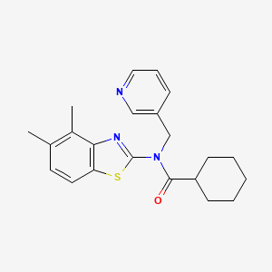 molecular formula C22H25N3OS B2475317 N-(4,5-二甲基-1,3-苯并噻唑-2-基)-N-(吡啶-3-基甲基)环己烷甲酰胺 CAS No. 895417-36-4