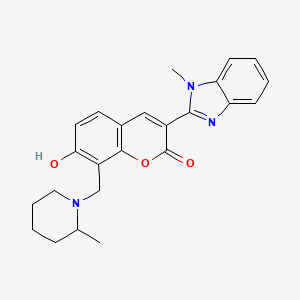molecular formula C24H25N3O3 B2475329 7-hydroxy-3-(1-methyl-1H-benzimidazol-2-yl)-8-[(2-methylpiperidin-1-yl)methyl]-2H-chromen-2-one CAS No. 384361-65-3