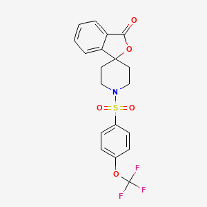 molecular formula C19H16F3NO5S B2475336 1'-((4-(trifluoromethoxy)phenyl)sulfonyl)-3H-spiro[isobenzofuran-1,4'-piperidin]-3-one CAS No. 1797280-72-8
