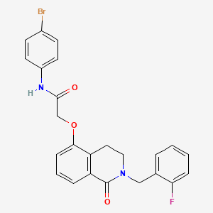 molecular formula C24H20BrFN2O3 B2475337 N-(4-溴苯基)-2-[[2-[(2-氟苯基)甲基]-1-氧代-3,4-二氢异喹啉-5-基氧基]乙酰胺 CAS No. 850907-10-7