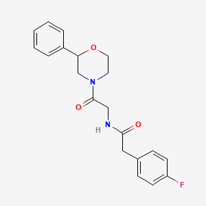 molecular formula C20H21FN2O3 B2475339 2-(4-fluorophenyl)-N-(2-oxo-2-(2-phenylmorpholino)ethyl)acetamide CAS No. 953985-48-3