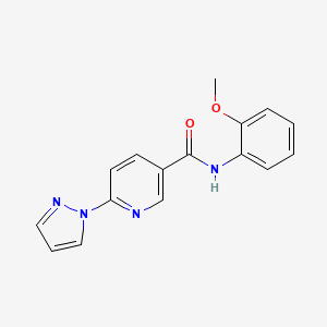 molecular formula C16H14N4O2 B2475342 N-(2-メトキシフェニル)-6-(1H-ピラゾール-1-イル)ニコチンアミド CAS No. 321533-67-9