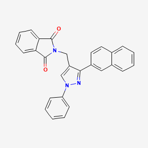 molecular formula C28H19N3O2 B2475343 2-{[3-(2-naphthyl)-1-phenyl-1H-pyrazol-4-yl]methyl}-1H-isoindole-1,3(2H)-dione CAS No. 955963-18-5