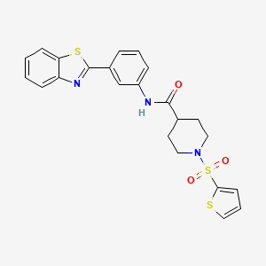 molecular formula C23H21N3O3S3 B2475344 N-(3-(苯并[d]噻唑-2-基)苯基)-1-(噻吩-2-基磺酰基)哌啶-4-甲酰胺 CAS No. 899732-08-2