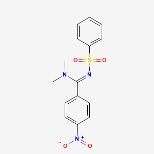 molecular formula C15H15N3O4S B2475350 N,N-dimethyl-4-nitro-N'-(phenylsulfonyl)benzenecarboximidamide CAS No. 838843-78-0