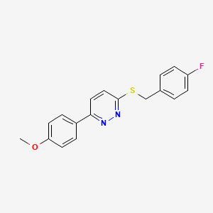 molecular formula C18H15FN2OS B2475351 3-((4-氟苯甲基)硫代)-6-(4-甲氧基苯基)吡啶二嗪 CAS No. 920453-86-7