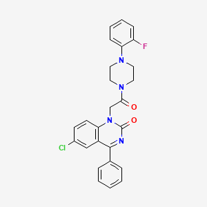 molecular formula C26H22ClFN4O2 B2475357 6-chloro-1-(2-(4-(2-fluorophenyl)piperazin-1-yl)-2-oxoethyl)-4-phenylquinazolin-2(1H)-one CAS No. 941982-57-6