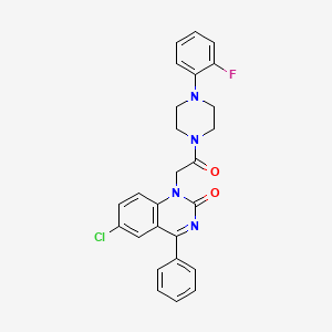 molecular formula C26H22ClFN4O2 B2475357 6-クロロ-1-{2-[4-(2-フルオロフェニル)ピペラジン-1-イル]-2-オキソエチル}-4-フェニル-1,2-ジヒドロキナゾリン-2-オン CAS No. 941982-57-6