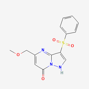 molecular formula C14H13N3O4S B2475358 5-(Methoxymethyl)-3-(phenylsulfonyl)pyrazolo[1,5-a]pyrimidin-7-ol CAS No. 685108-18-3