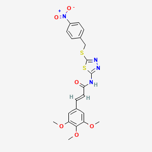 molecular formula C21H20N4O6S2 B2475364 (E)-N-(5-((4-nitrobenzyl)thio)-1,3,4-thiadiazol-2-yl)-3-(3,4,5-trimethoxyphenyl)acrylamide CAS No. 476464-61-6