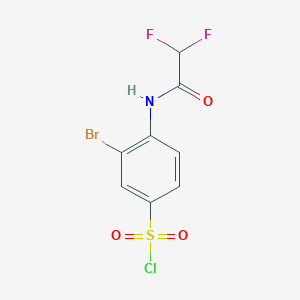 molecular formula C8H5BrClF2NO3S B2475366 3-溴-4-(2,2-二氟乙酰胺基)苯-1-磺酰氯 CAS No. 1695744-02-5