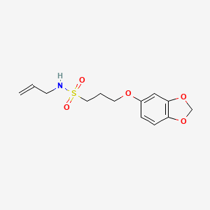 molecular formula C13H17NO5S B2475368 N-烯丙基-3-(苯并[d][1,3]二氧杂环-5-氧基)丙烷-1-磺酰胺 CAS No. 953252-50-1