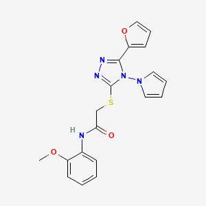 molecular formula C19H17N5O3S B2475369 2-{[5-(furan-2-yl)-4-(1H-pyrrol-1-yl)-4H-1,2,4-triazol-3-yl]sulfanyl}-N-(2-methoxyphenyl)acetamide CAS No. 886931-59-5