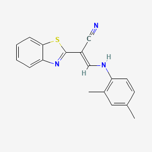B2475388 (2E)-2-(1,3-benzothiazol-2-yl)-3-[(2,4-dimethylphenyl)amino]prop-2-enenitrile CAS No. 637748-66-4