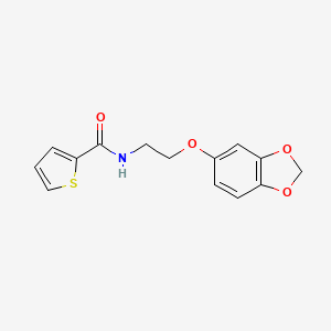 molecular formula C14H13NO4S B2475391 N-[2-(2H-1,3-苯并二氧杂环-5-yloxy)ethyl]噻吩-2-甲酰胺 CAS No. 1172906-17-0