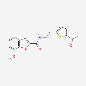 molecular formula C18H17NO4S B2475399 N-(2-(5-アセチルチオフェン-2-イル)エチル)-7-メトキシベンゾフラン-2-カルボキサミド CAS No. 2034255-09-7