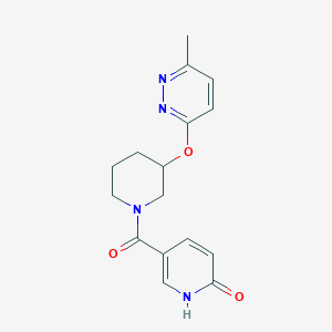 molecular formula C16H18N4O3 B2475405 5-(3-((6-甲基吡哒嗪-3-基)氧代)哌啶-1-羰基)吡啶-2(1H)-酮 CAS No. 2034225-83-5