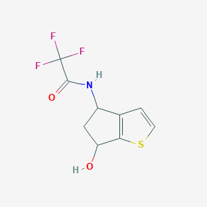 molecular formula C9H8F3NO2S B2475406 2,2,2-trifluoro-N-(6-hydroxy-5,6-dihydro-4H-cyclopenta[b]thiophen-4-yl)acetamide CAS No. 865659-06-9