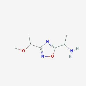 molecular formula C7H13N3O2 B2475407 1-(3-(1-Methoxyethyl)-1,2,4-oxadiazol-5-yl)ethanamine CAS No. 1528545-97-2