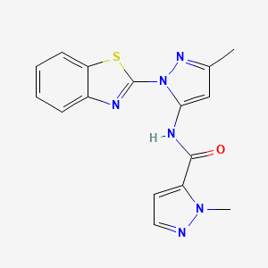 molecular formula C16H14N6OS B2475409 N-(1-(benzo[d]thiazol-2-yl)-3-methyl-1H-pyrazol-5-yl)-1-methyl-1H-pyrazole-5-carboxamide CAS No. 1173026-84-0