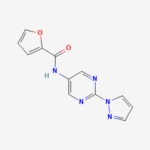 molecular formula C12H9N5O2 B2475412 N-(2-(1H-吡唑-1-基)嘧啶-5-基)呋喃-2-羧酰胺 CAS No. 1421493-64-2