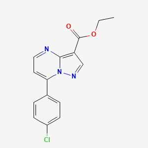 molecular formula C15H12ClN3O2 B2475414 7-(4-氯苯基)吡唑并[1,5-a]嘧啶-3-羧酸乙酯 CAS No. 741710-05-4