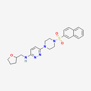 molecular formula C23H27N5O3S B2475415 6-(4-(naphthalen-2-ylsulfonyl)piperazin-1-yl)-N-((tetrahydrofuran-2-yl)methyl)pyridazin-3-amine CAS No. 899757-15-4